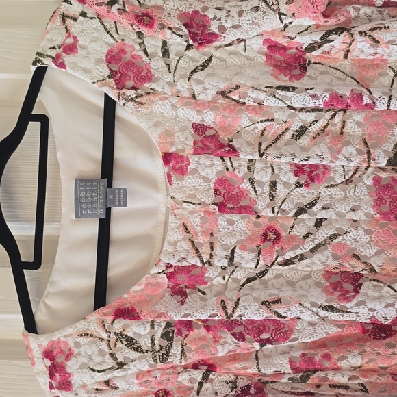 RABBIT RABBIT RABBIT DESIGNS WOMEN'S PLUS SIZE PINK & WHITE FLORAL DRESS SIZE 16 - Picture 4 of 16